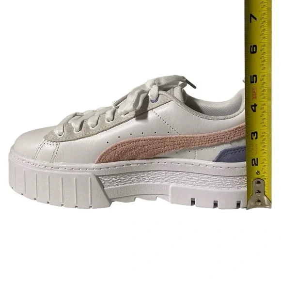Puma Mayze Platform Sneakers Women’s 7 Lace Up Shoes White Casual New Pink - Picture 4 of 12